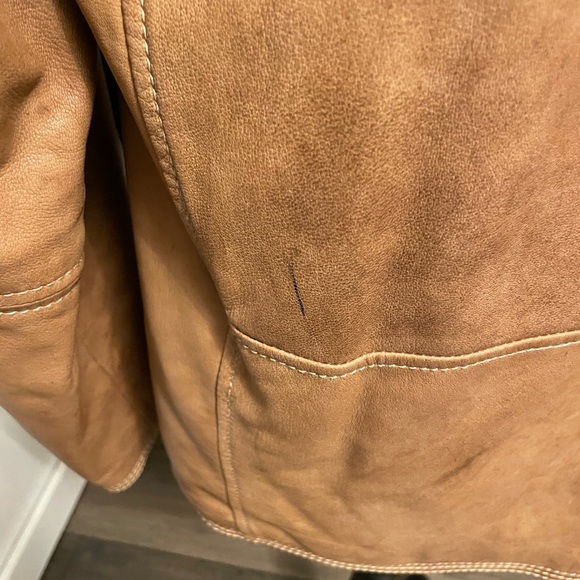 Andrew Marc | Camel Leather Jacket w/removable faux fur vest | Size S - Picture 9 of 10